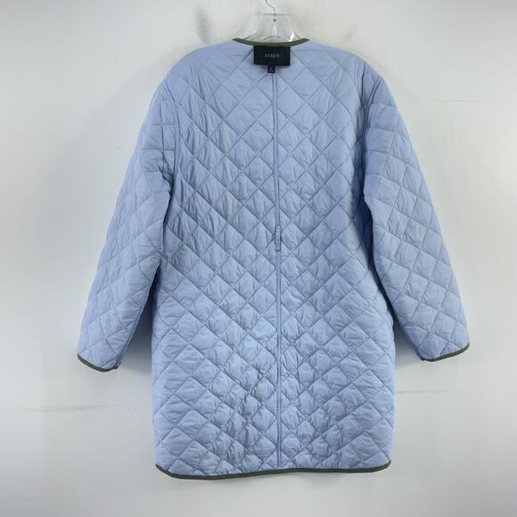 J.Crew Green/Blue Nylon Button-Up Reversible Puffer Jacket Women’s M Preowned - Picture 4 of 8